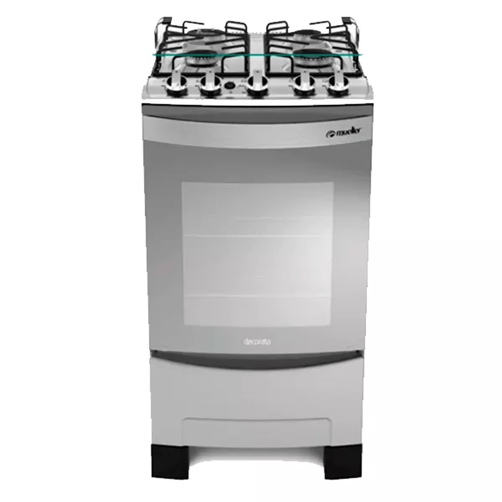 COCINA MUELLER CONVENCIONAL 4H DECORATO VETRO INOX REF 1618 2341