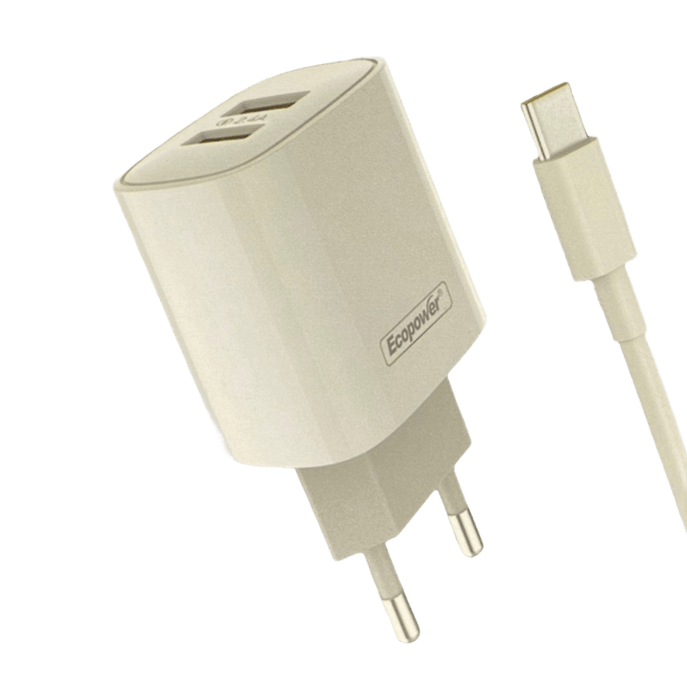 CABEZA CARGADOR ECOPOWER USB 2/TIPO-C EP-7027 31027