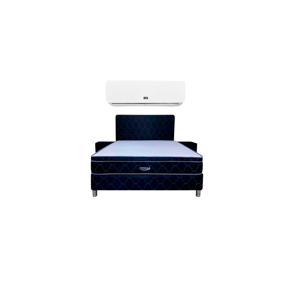 COMBO SOMMIER COBRASA 140X190 AZUL + AIRE JOTA 12.000BTU + REGALO 81756