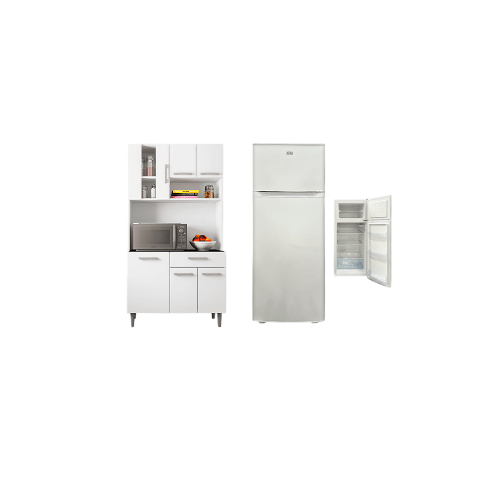COMBO HELADERA JOTA 300LTS F/H 2PTAS BLANCO + KIT DE COCINA CAROL 6P BLANCO COBRASA 81770