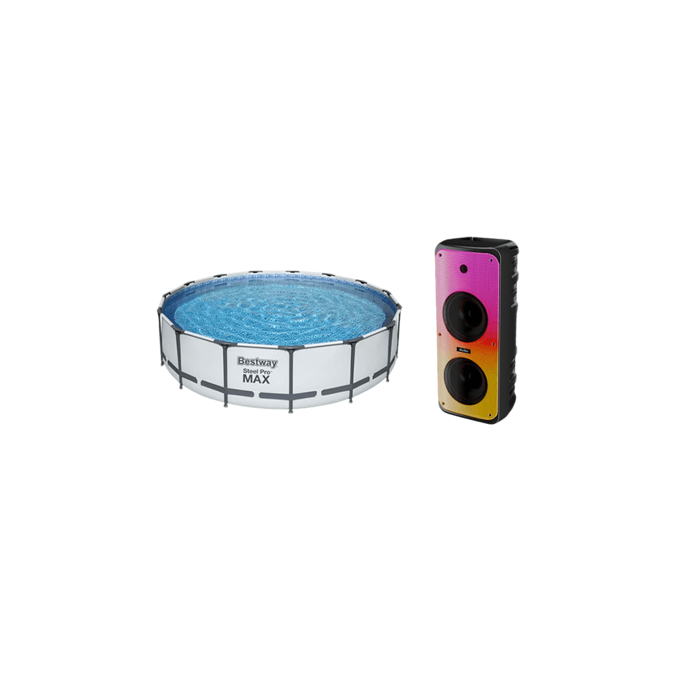 COMBO PISCINA BESTWAY REDONDA 6.473 LTS C/ESTRUCTURA METALICA366 X 76 CM STEEL PRO MAX REF 56416 + PARLANTE INALAMBRICO  KOLKE DOBLE 8 VIBES  KPB-702 81798