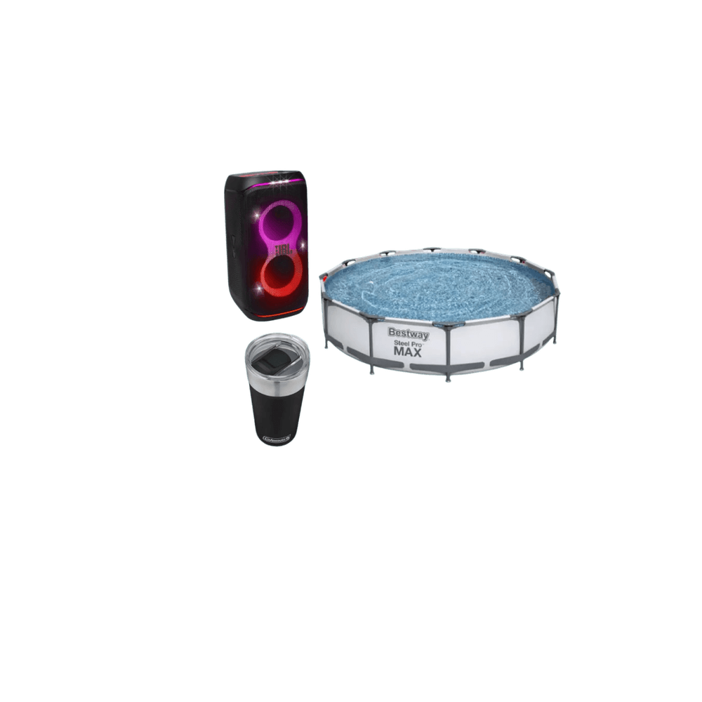 COMBO PISCINA BESTWAY REDONDA 6.473 LTS C/ESTRUCTURA METALICA366 X 76 CM STEEL PRO MAX REF 56416 + 81840