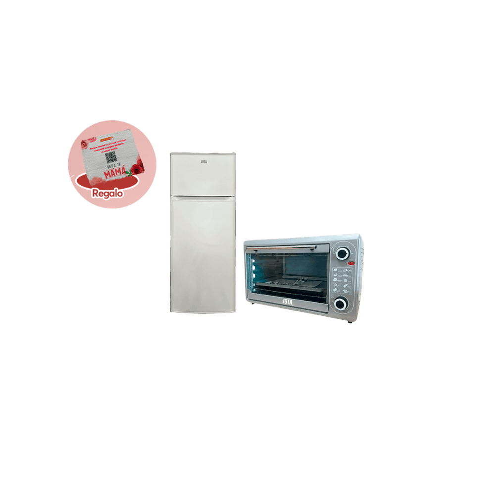 COMBO HELADERA JOTA 300LTS F/H 2PTAS BLANCO + HORNO JOTA DE 48L GRIS 220V HYETAOJOTA + REGALO 82532