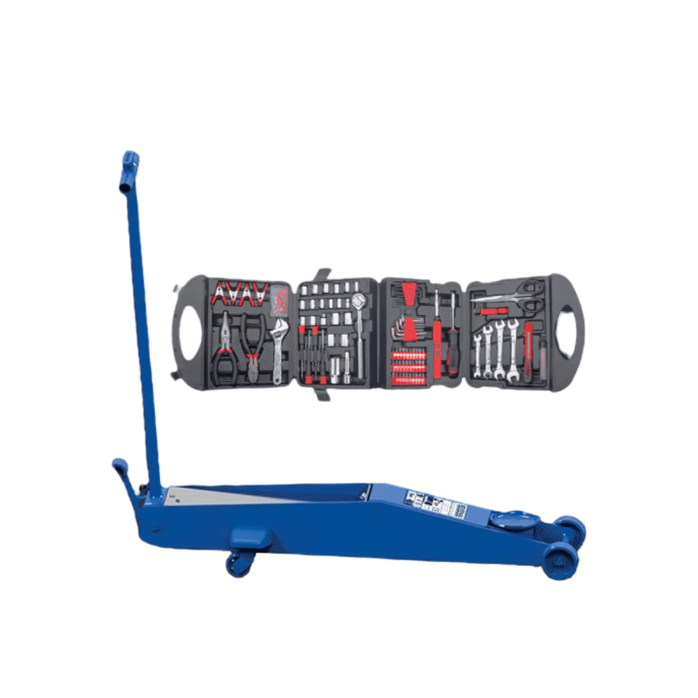 COMBO GATO HIDRAULICO BOVENAU 2T TIPO YACARE + KIT DE HERRAMIENTAS MANUALES NAPPO