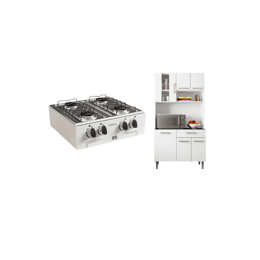 COMBO COCINA DE MESA 4H ASIATICO JUNIOR BLANCO JOTA+KIT DE COCINA CAROL BLANCO 6P
