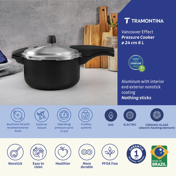 OLLA DE PRESION 24CM 6L VANCOUVER TRAMONTINA T20592 5