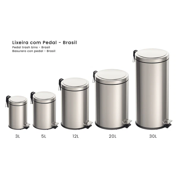 BASURERO ACERO INOX CON PEDAL 5 LIT  TRAMONTINA T945382 4