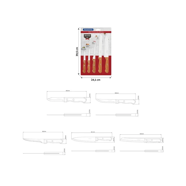 JUEGO  CUCHILLOS 5 PZAS DYNAMARILLOIC TRAMONTINA T22399E 4