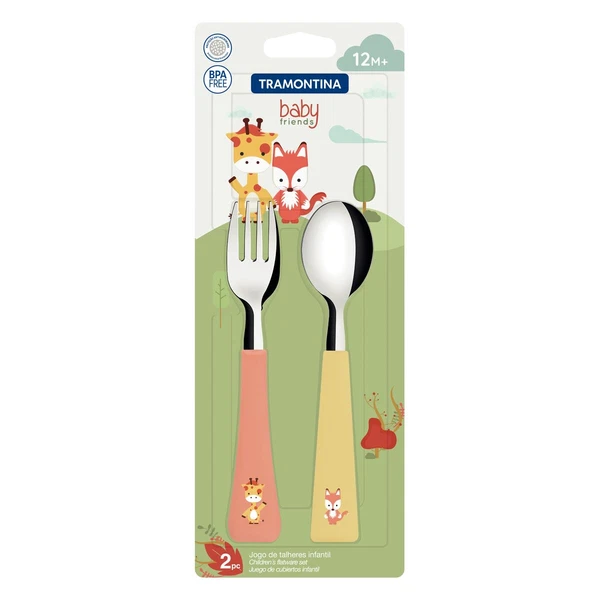 JUEGO  CUBIERTOS INFANTIL 2PZAS BABY FRIENDS TRAMONTINA T23797A 4