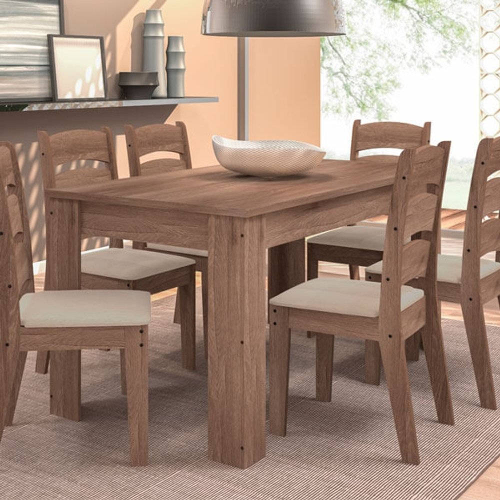 CONJUNTO COMEDOR GRECIA 6 SILLAS MONIQUE CELTA ALMENDRA|TEJIDO 51C