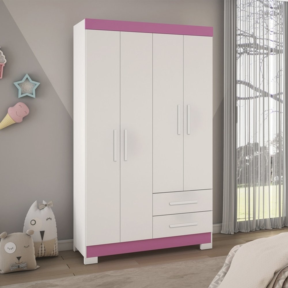 ROPERO 4 PUERTAS NT5005 NOTAVEL BLANCO|ROSA