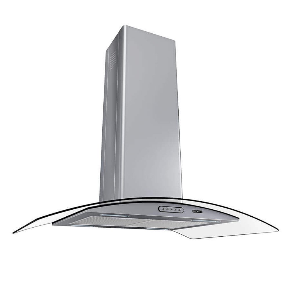 CAMPANA ISLA VIDRIO CURVO 90CM FOGATTI INOX