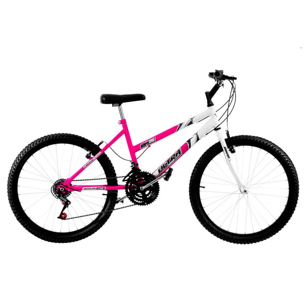 BICICLETA ARO 26 BICOLOR FEMENINA ULTRA BIKES ROSA|BLANCO