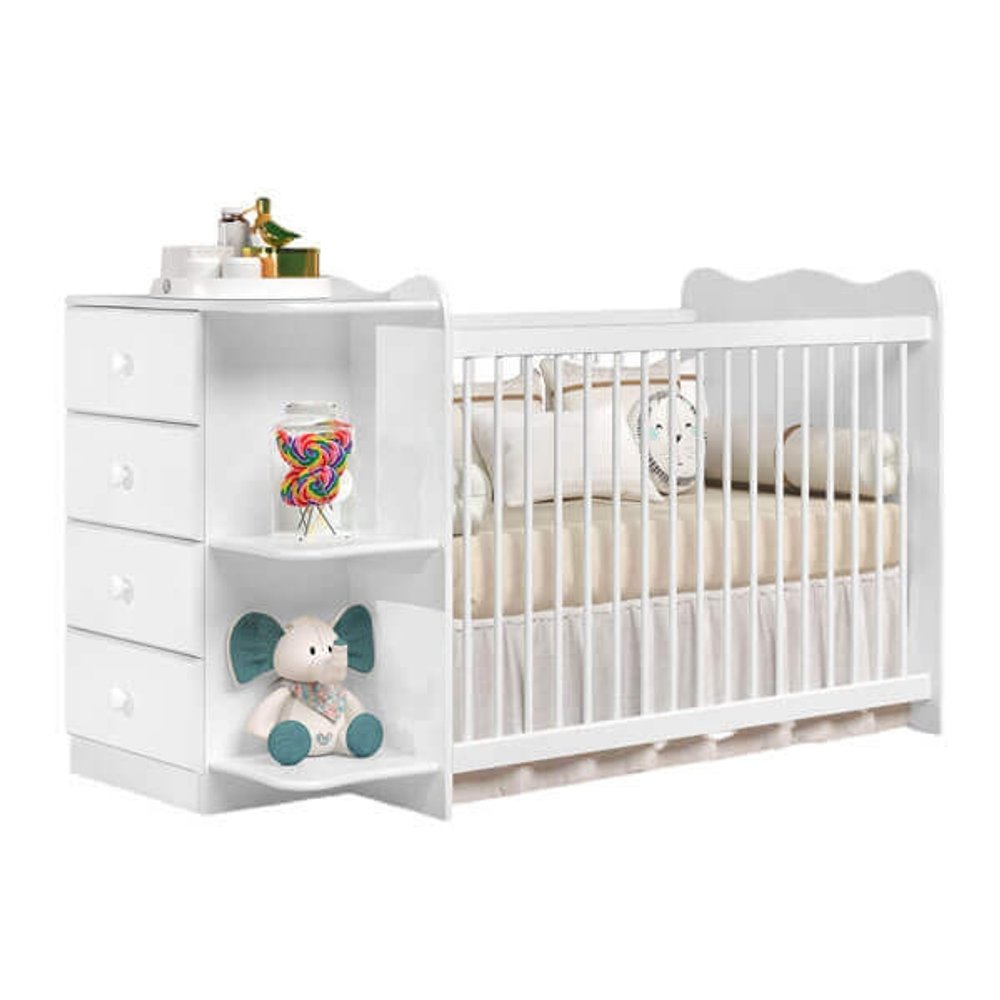 CUNA CON COMODA NEW HAPPY JA BLANCO