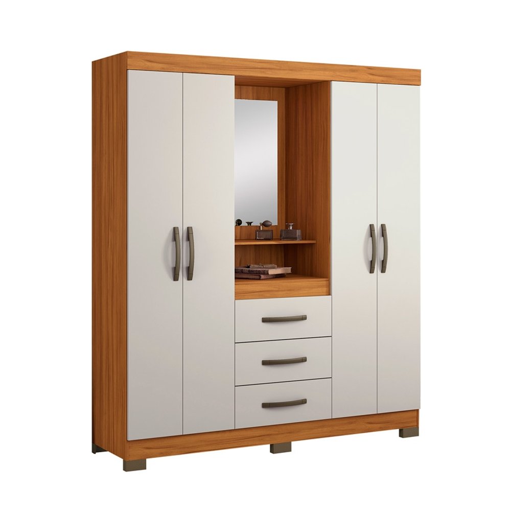 ROPERO 4 PUERTAS 3 CAJONES CAPELINHA NT5015 NOTAVEL FREIJO TREND|OFF WHITE