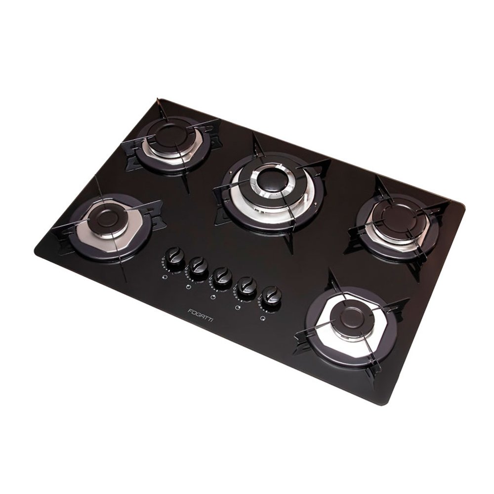 COOKTOP 5 HORNALLAS TRIPLE LLAMA FOGATTI NEGRO