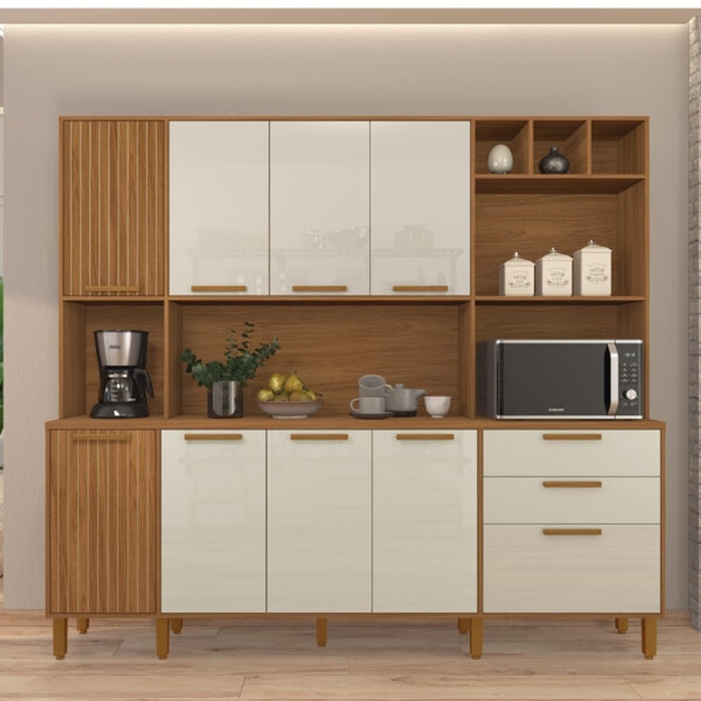 KIT COCINA 2190 9 PUERTAS 2 CAJONES PORTO INDÉKES FREIJO | OFF WHITE