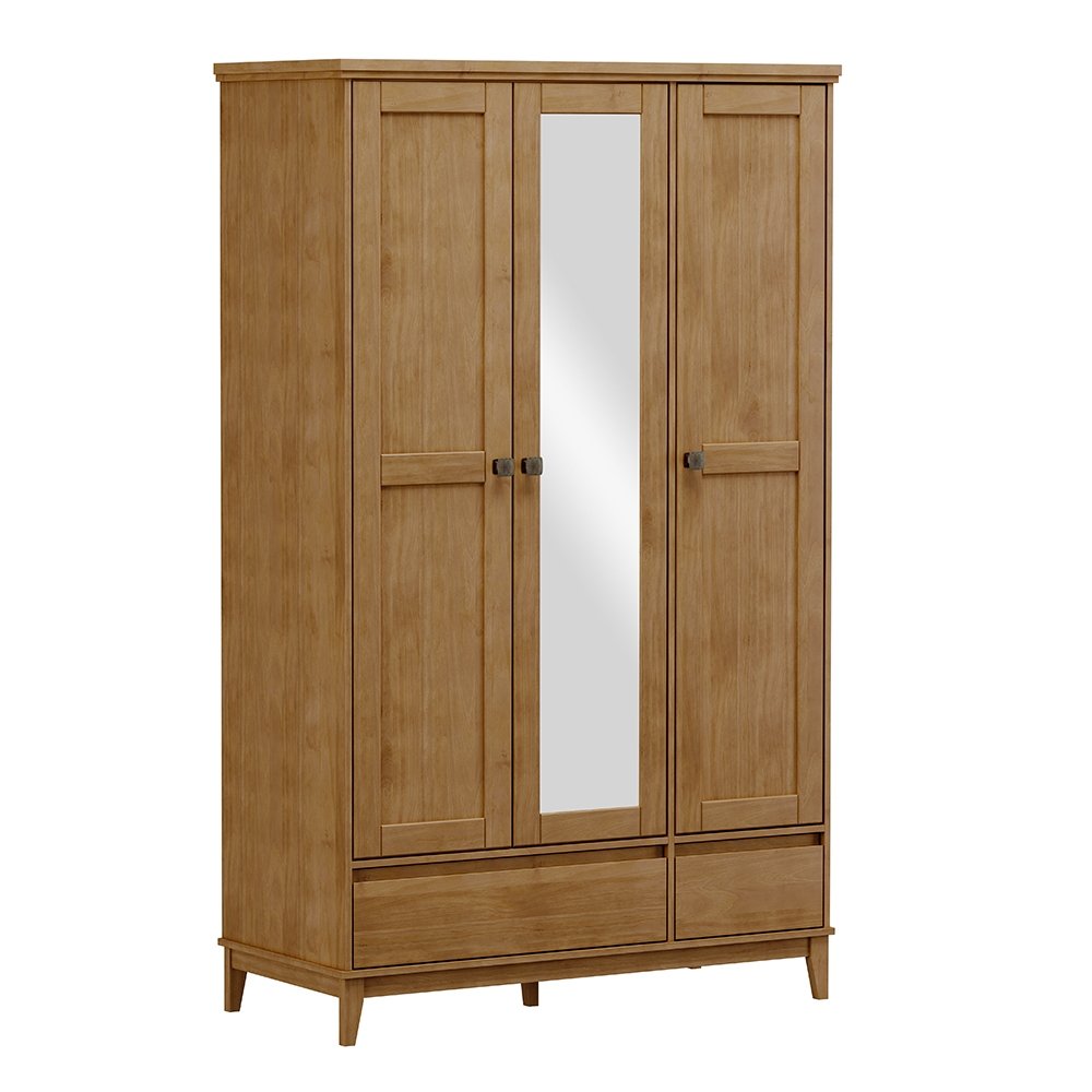 ROPERO 3 PUERTAS 3 CAJONES CON ESPEJO 2810F FINESTRA FREIJO