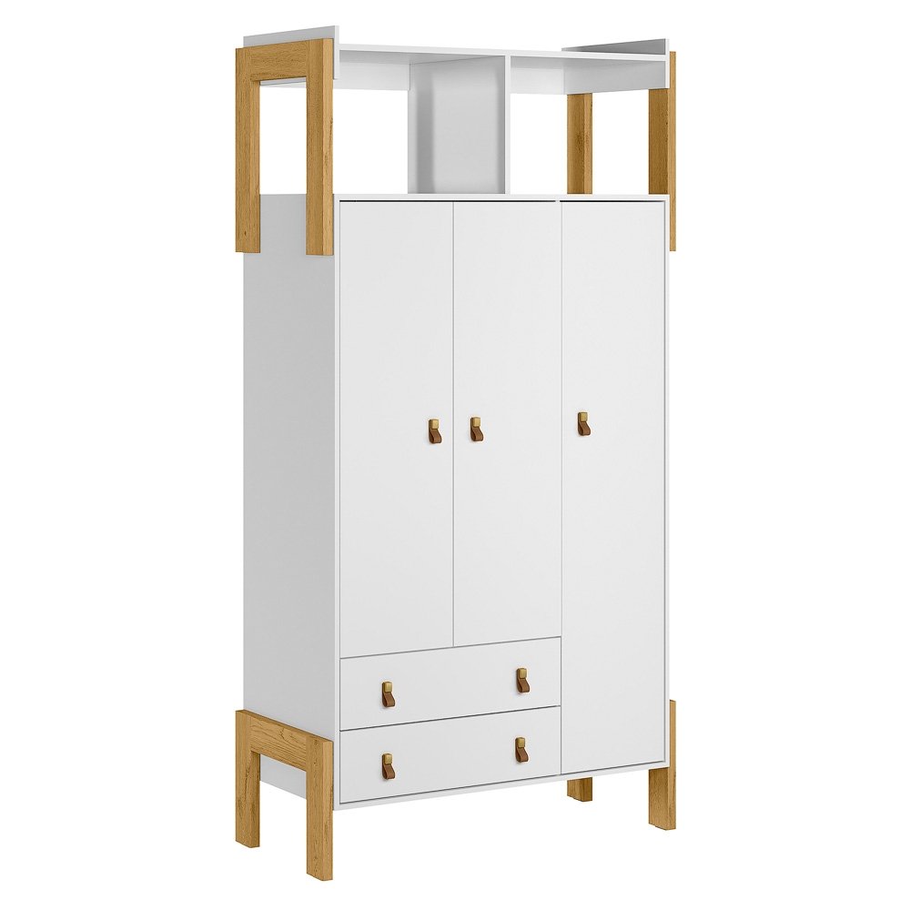 ROPERO 3 PUERTAS 2 CAJONES FANTASIA 4375 QMOVI BLANCO