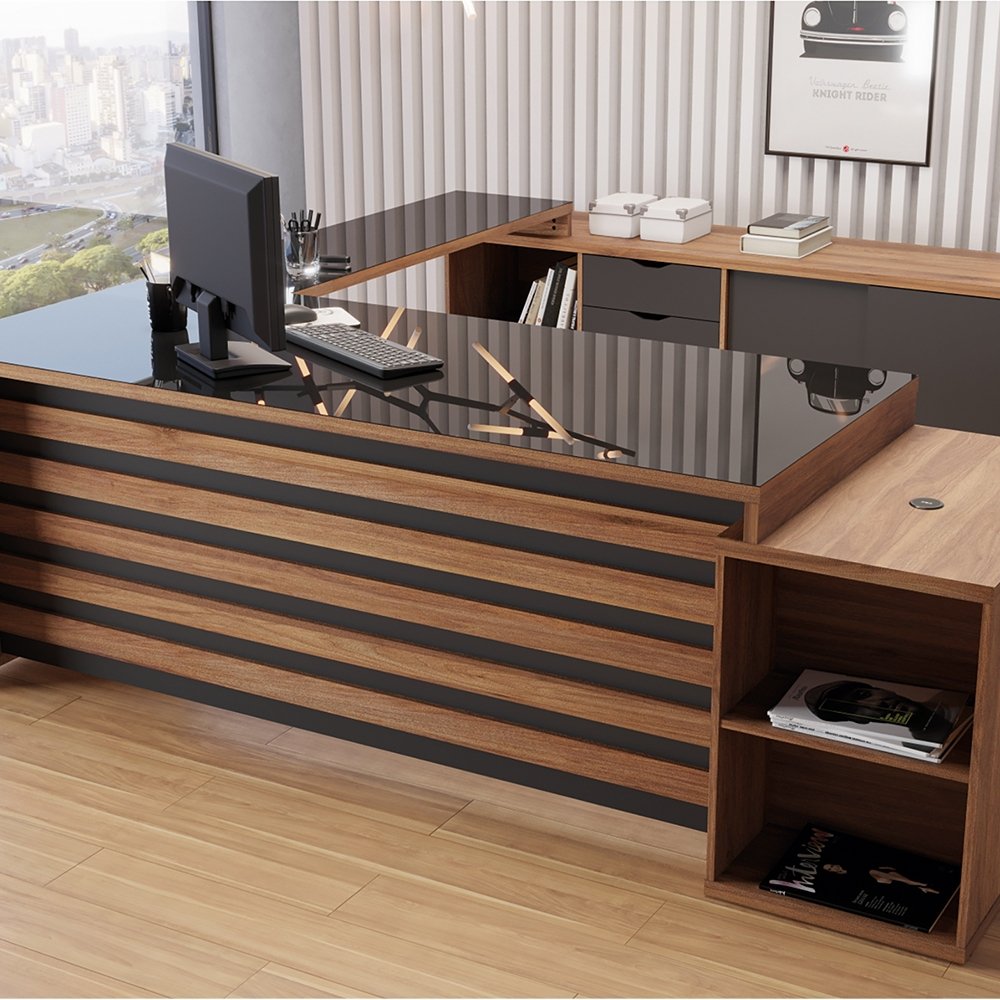CONJUNTO 205×235 PREMIUM 29.003.4 40MM CON BALCON DE APOYO LADO DERECHO GIOBEL NOCE | NEGR