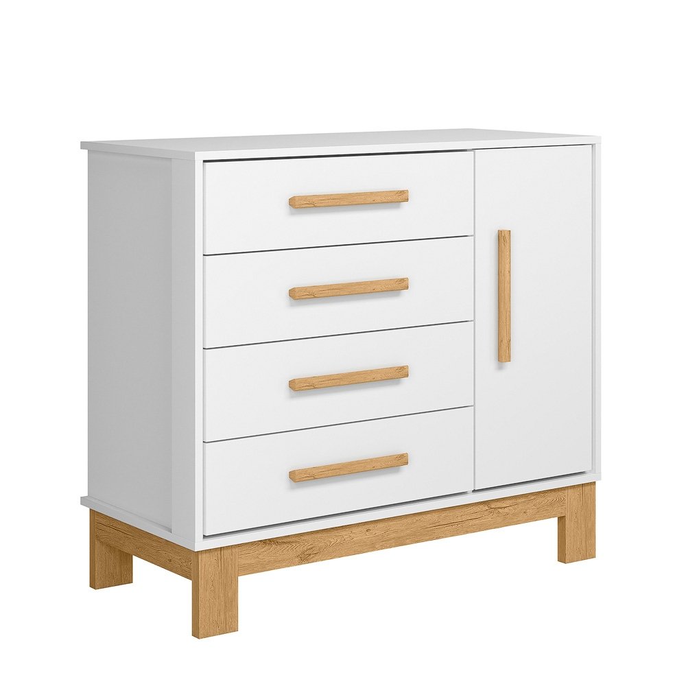 COMODA ZAPATERA 1 PUERTA 4 CAJONES SLIM 4355 QMOVI BLANCO