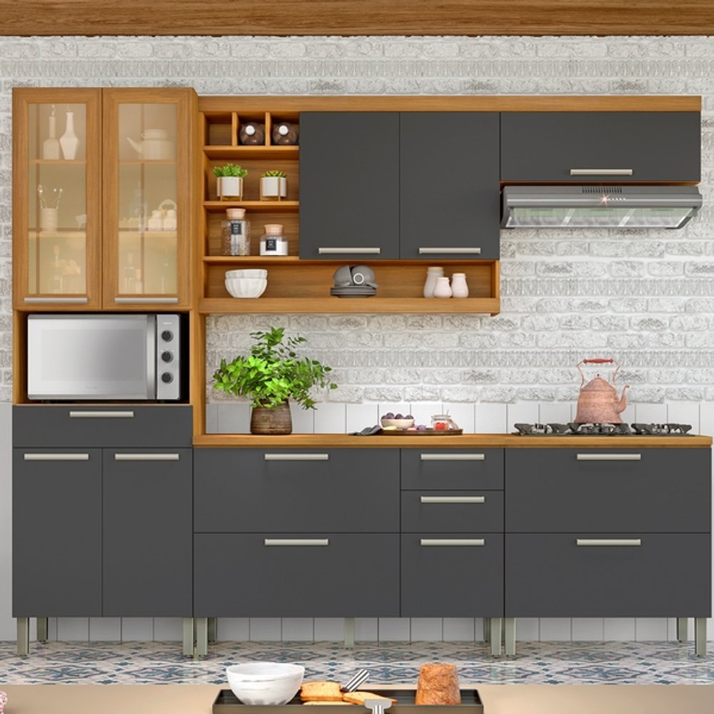 CONJUNTO COCINA BURGUESA 6 MODULOS NESHER FREIJO|GRAFITE