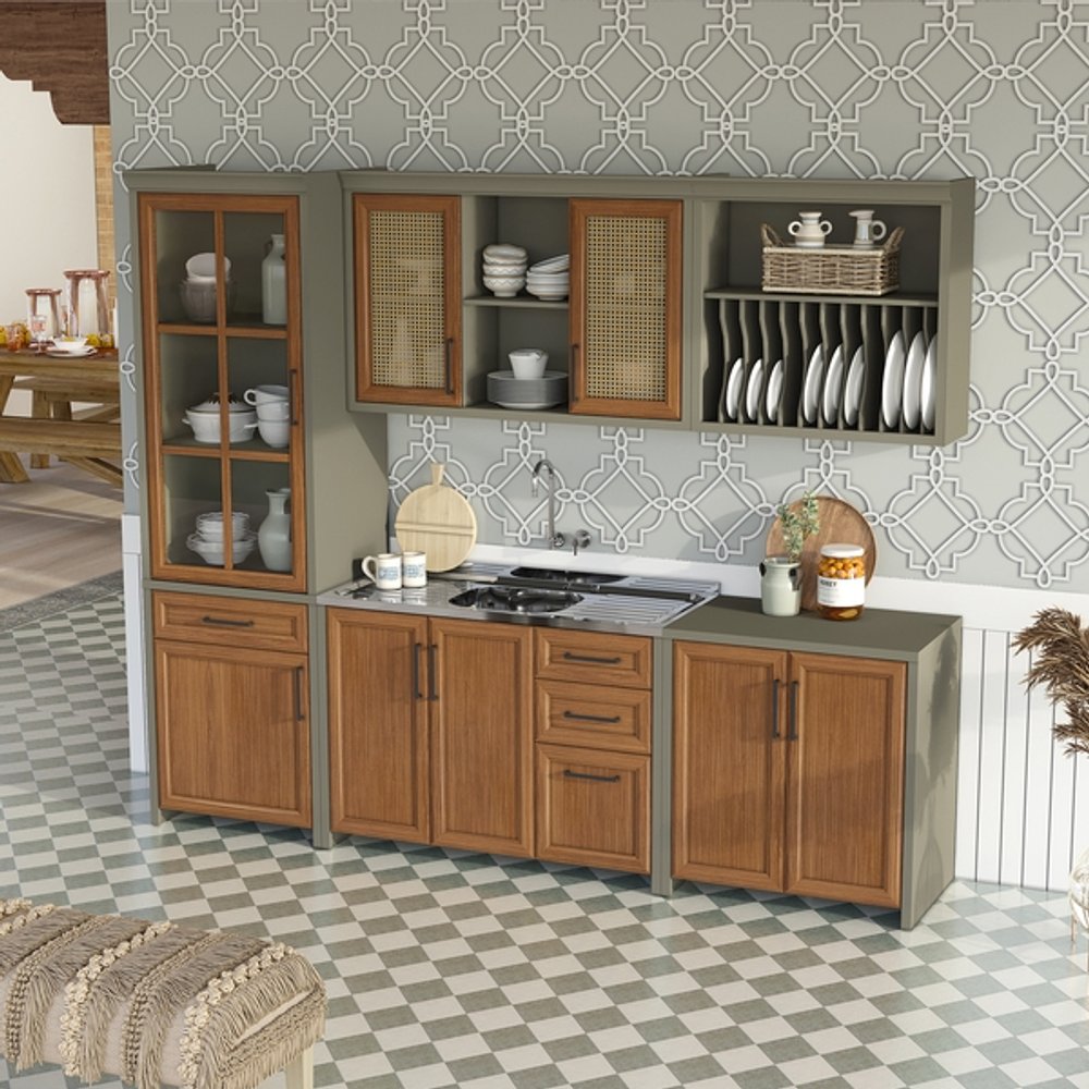 CONJUNTO COCINA CAMPONESA 5 MODULOS NESHER FENDI|FREIJO