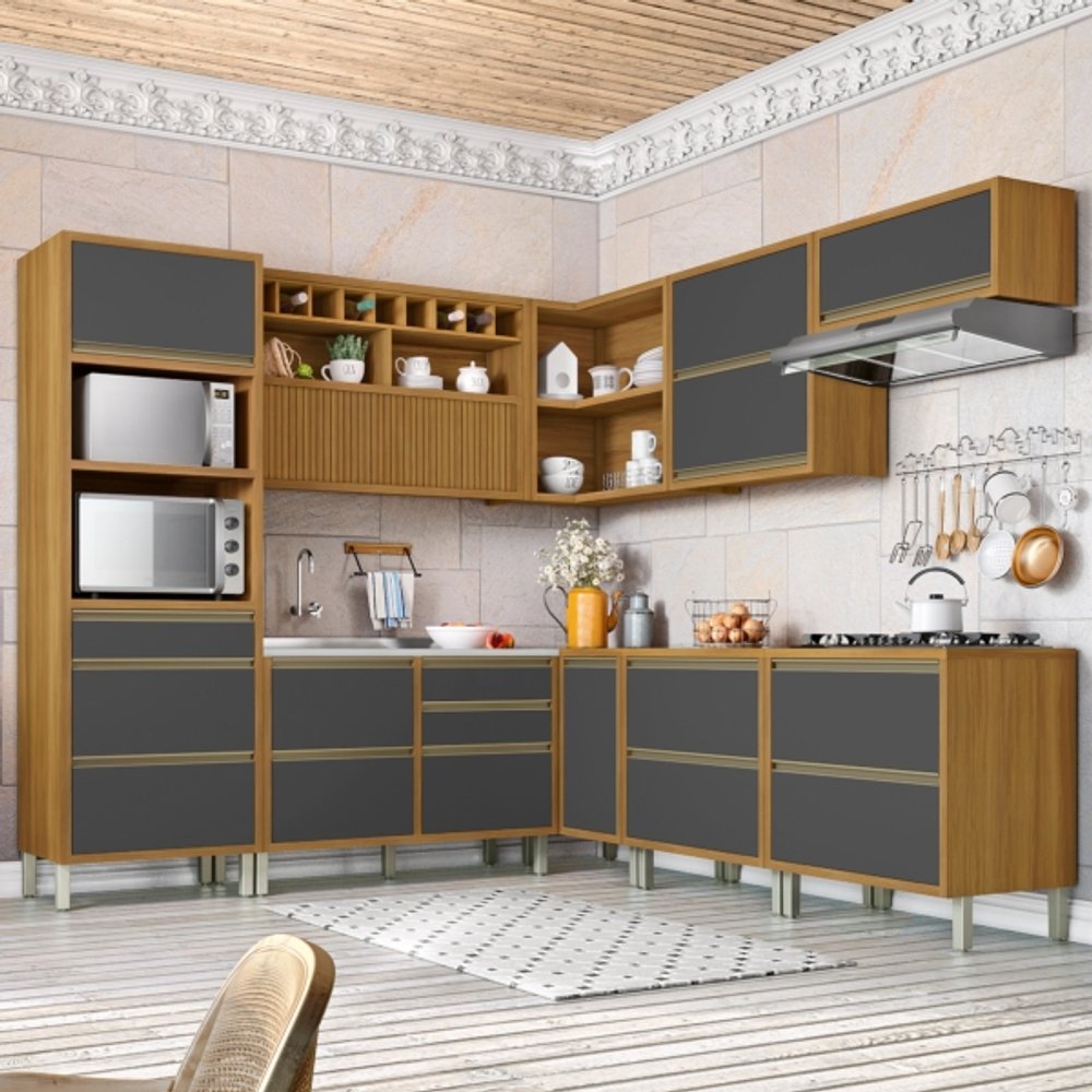 CONJUNTO COCINA BARONESA NESHER FREIJO|GRAFITE