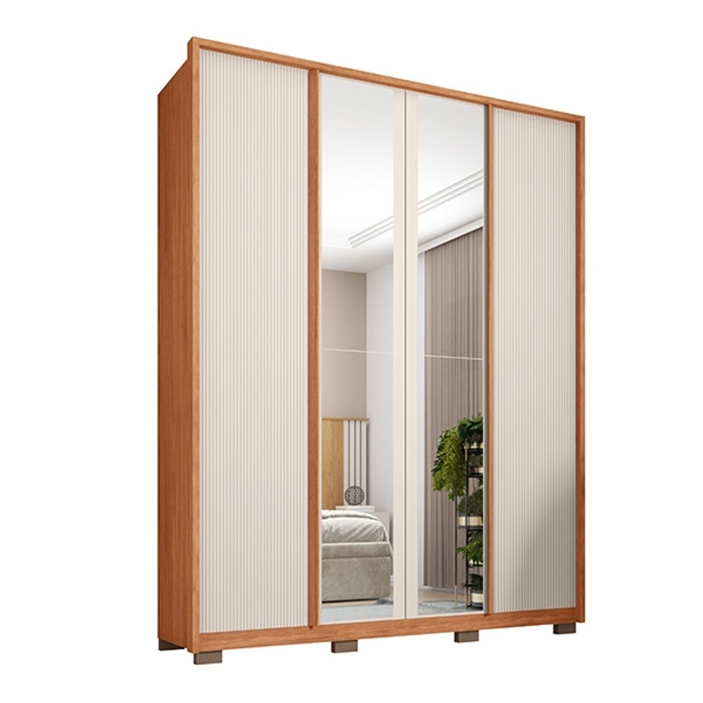 ROPERO 4 PUERTAS CON ESPEJO LIOR 1.8 CAEMMUN FREIJO|OFF WHITE