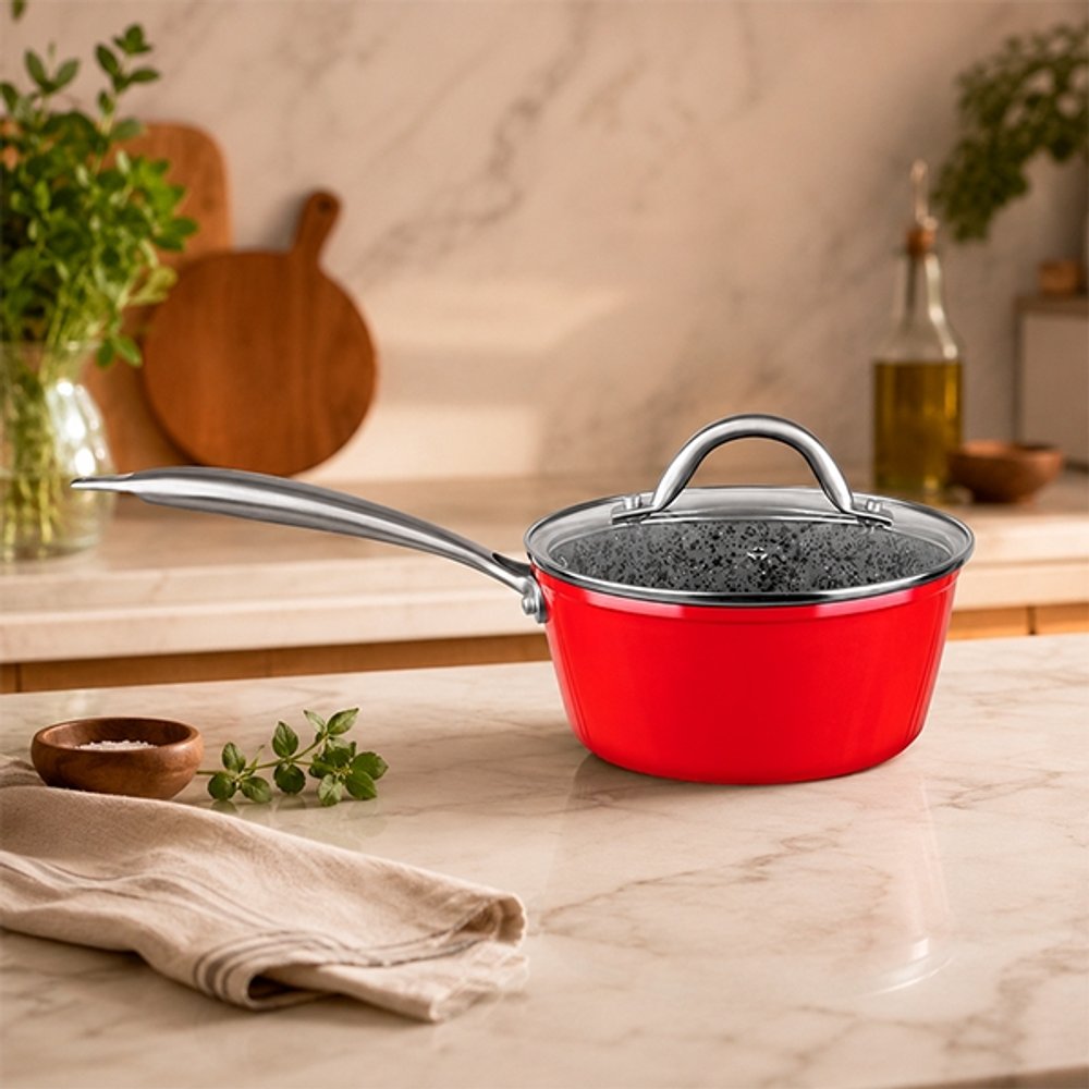 OLLA CON TAPA 1.9 LITROS STONE-FLON GRANITO MTA