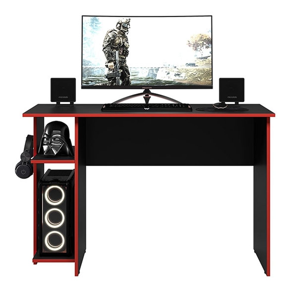 MESA ESCRITORIO GAMER 3875 QMOVI NEGRO | ROJO