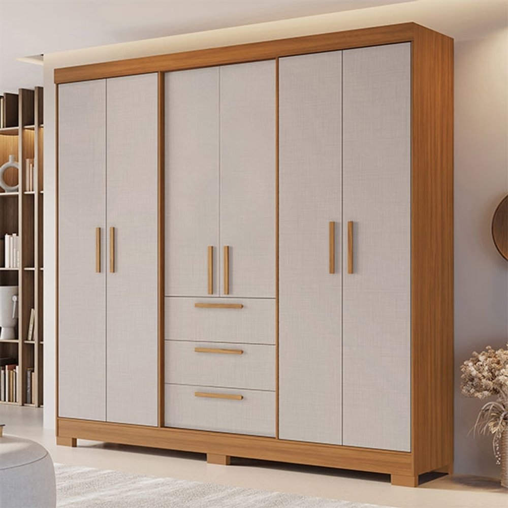 ROPERO 6 PUERTAS 3 CAJONES CON ESPEJO NT 6030 NOTAVEL FREIJO TREND / OFF WHITE TX