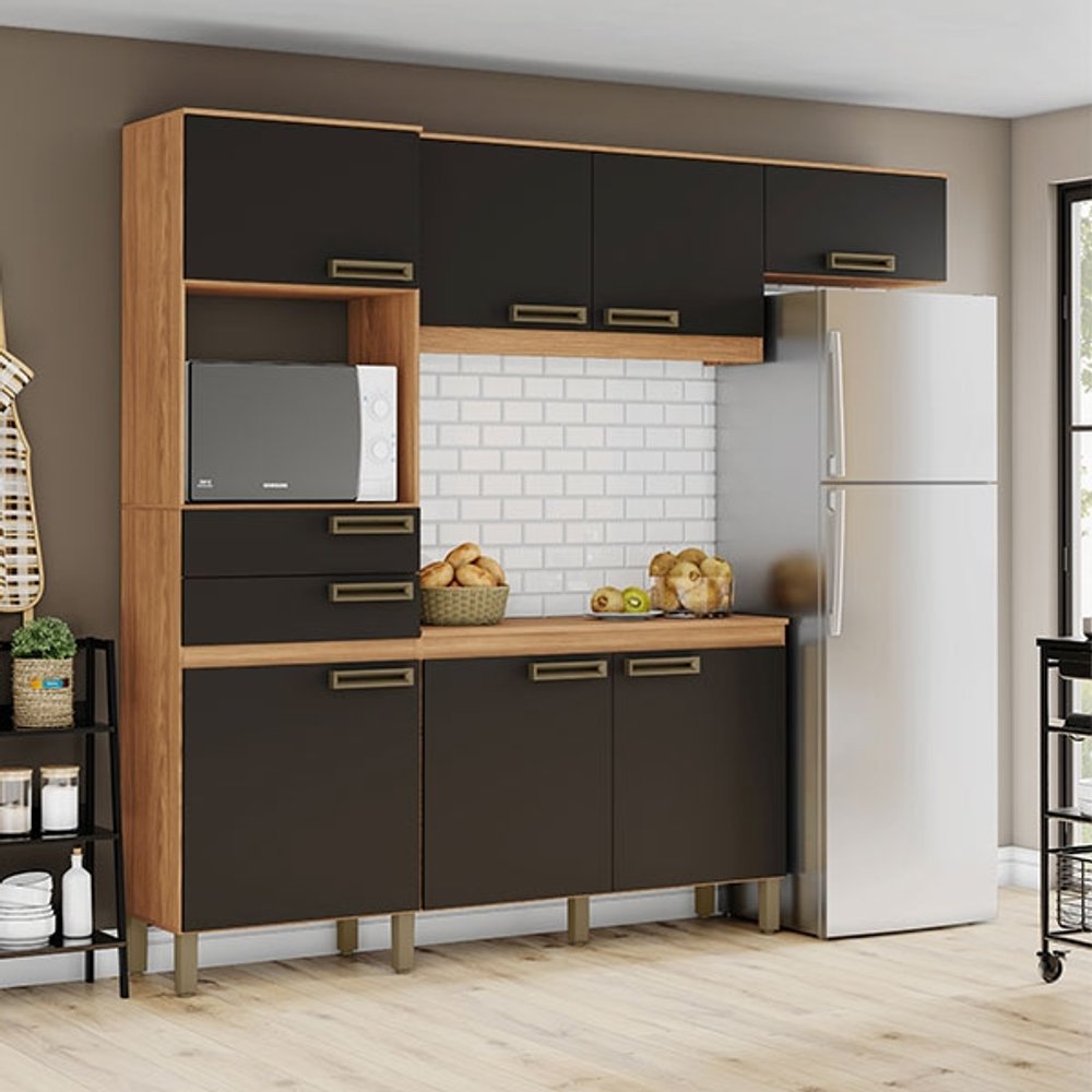 KIT COCINA 2250 7 PUERTAS 2 CAJONES B107 BRIZ NATURE | NEGRO