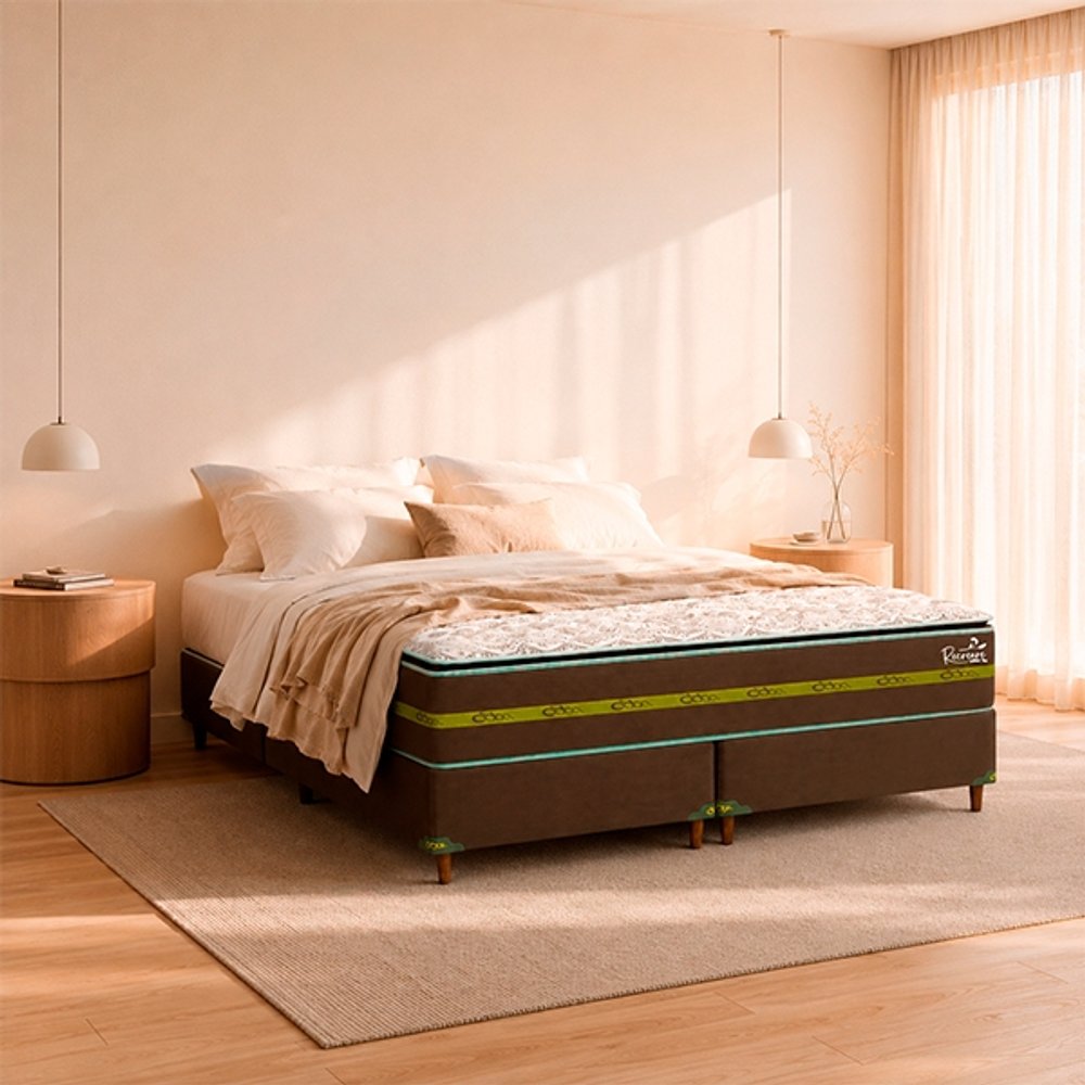 SOMIER RECREARE S PILLOW TOP 180 BA+CO ABBA MARRÓN