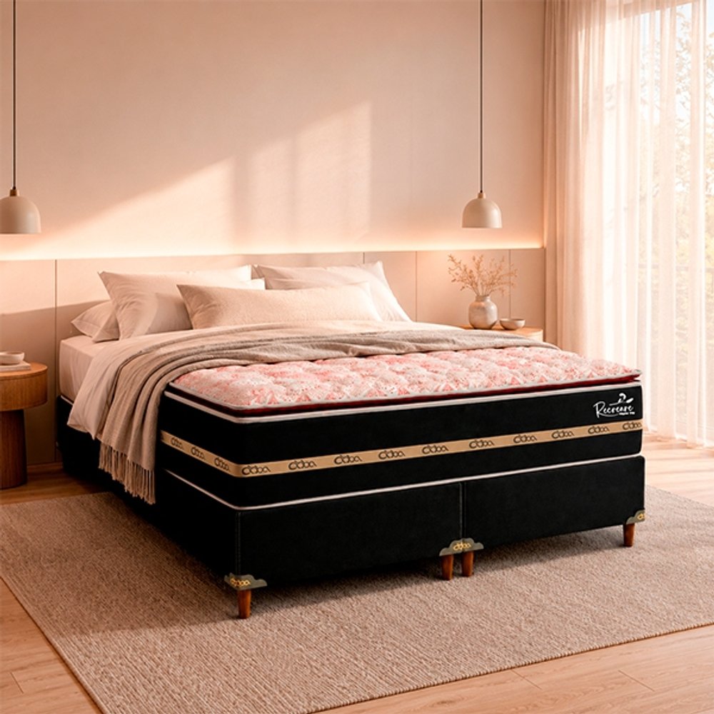 SOMIER RECREARE S PILLOW TOP 200 BA+CO ABBA BORDO