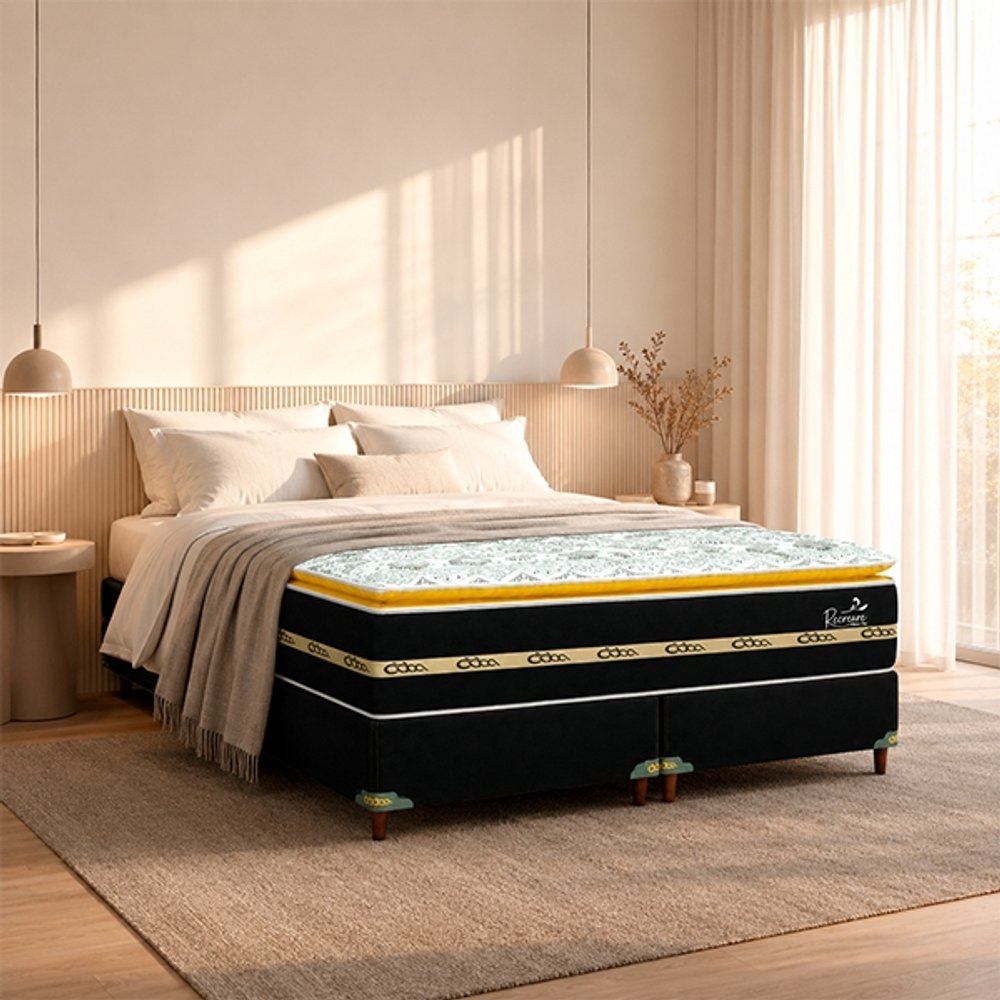 SOMIER RECREARE S PILLOW TOP 200 BA+CO ABBA NEGRO|AMARILLO
