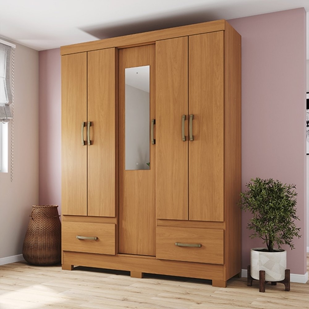 ROPERO 5 PUERTAS 2 CAJONES CON ESPEJO B60 BRIZ CINAMOMO