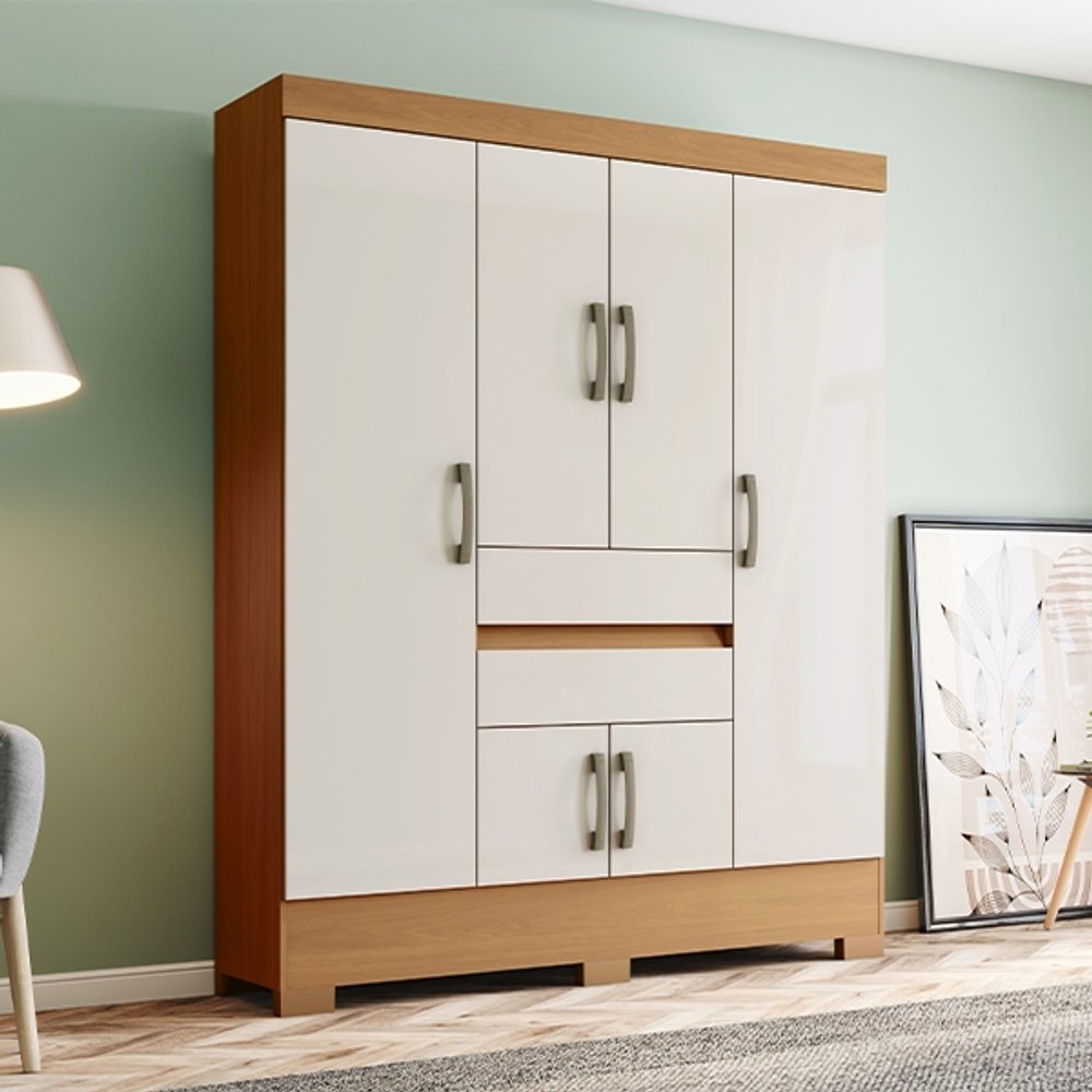 ROPERO 6 PUERTAS 2 CAJONES BS08 HENN CINAMOMO|OFF WHITE
