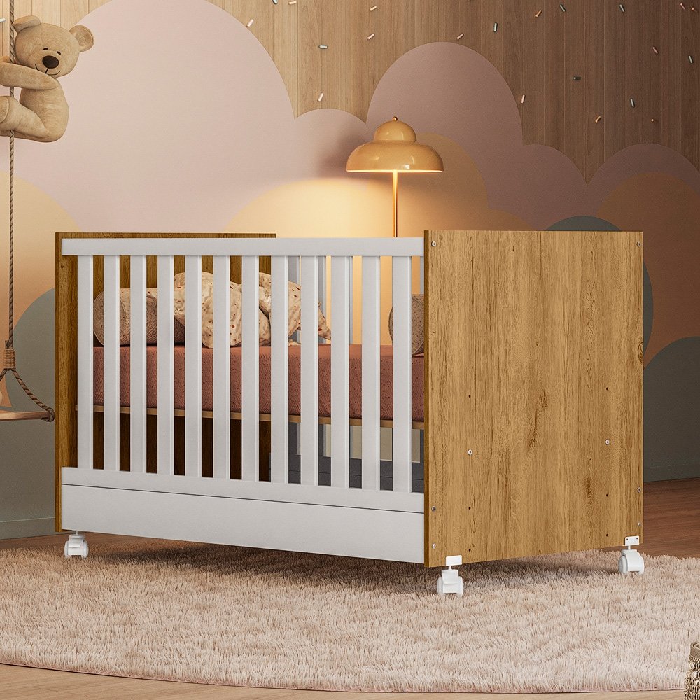 CUNA MINI CAMA CON RUEDITAS Q ENCANTO 1344|100 QMOVI FREIJO