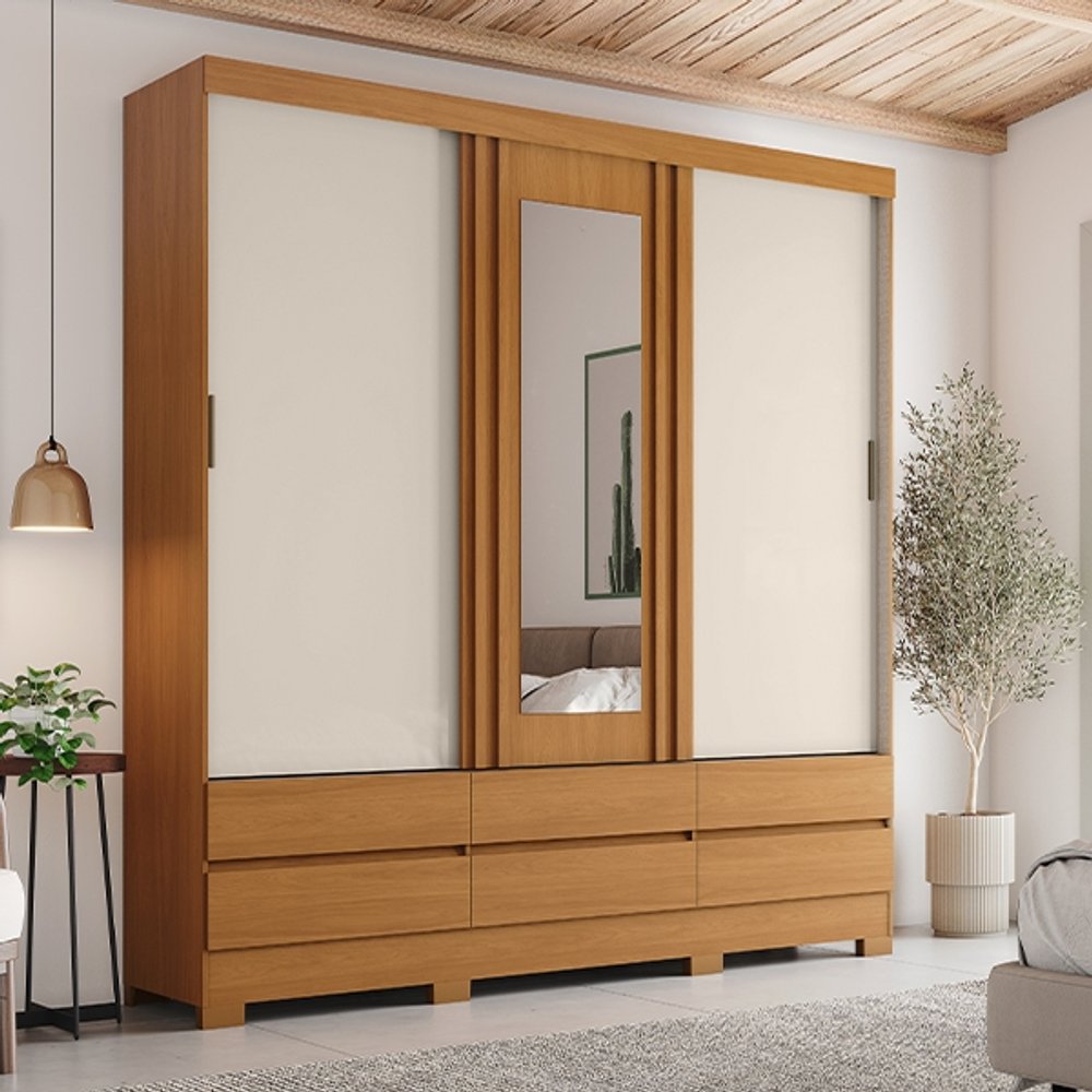 ROPERO 3 PUERTAS CON ESPEJO FLEX BE427 HENN CINAMOMO|OFF WHITE|AVELA
