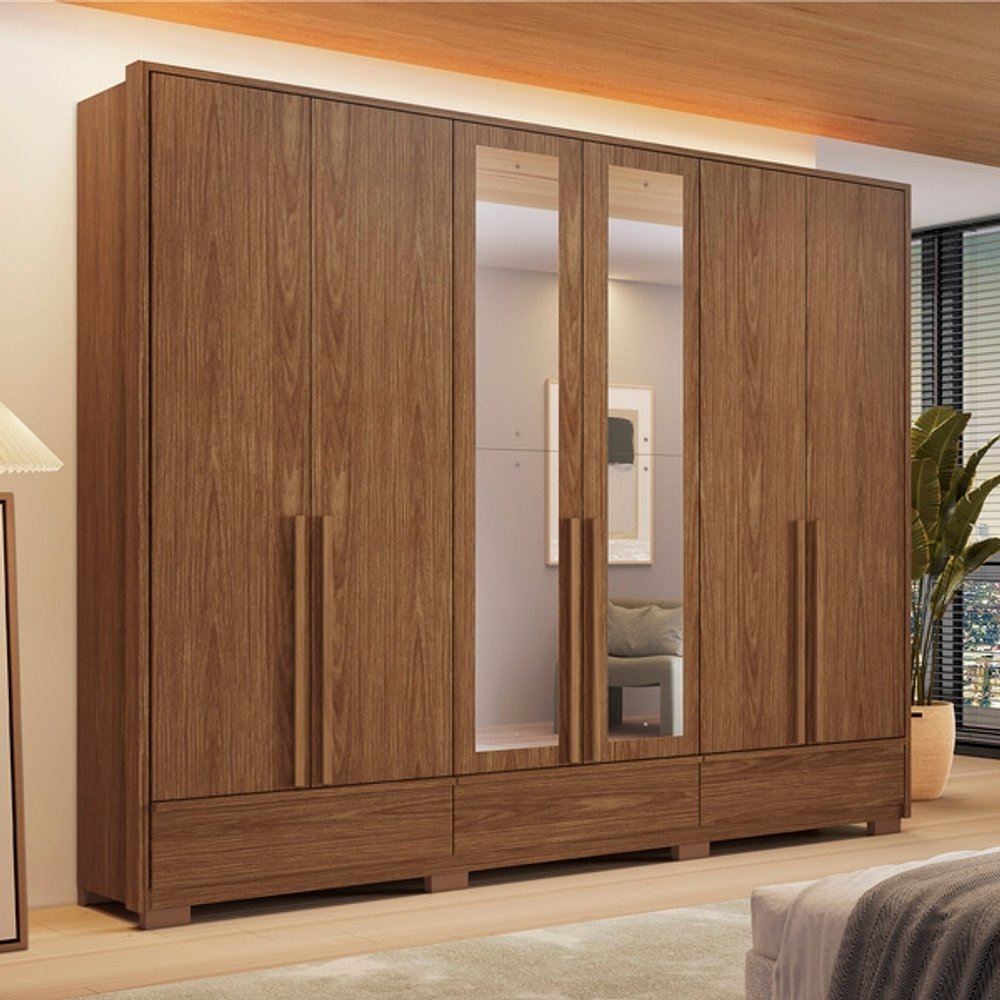 ROPERO 6 PUERTAS CON ESPEJO NT 6035 NOTAVEL CASTAÑO