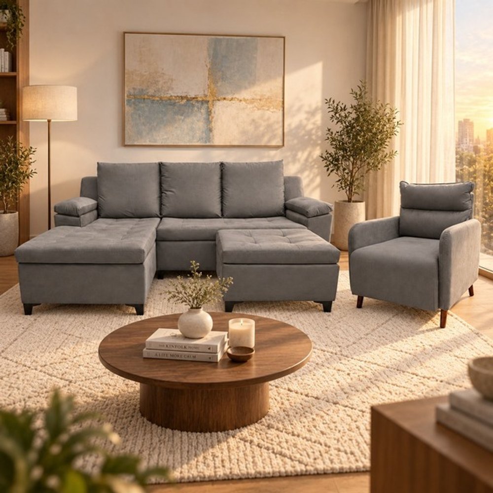 SOFA NEW RAVENA TRES CHAISE PUFF POLTRONA 587