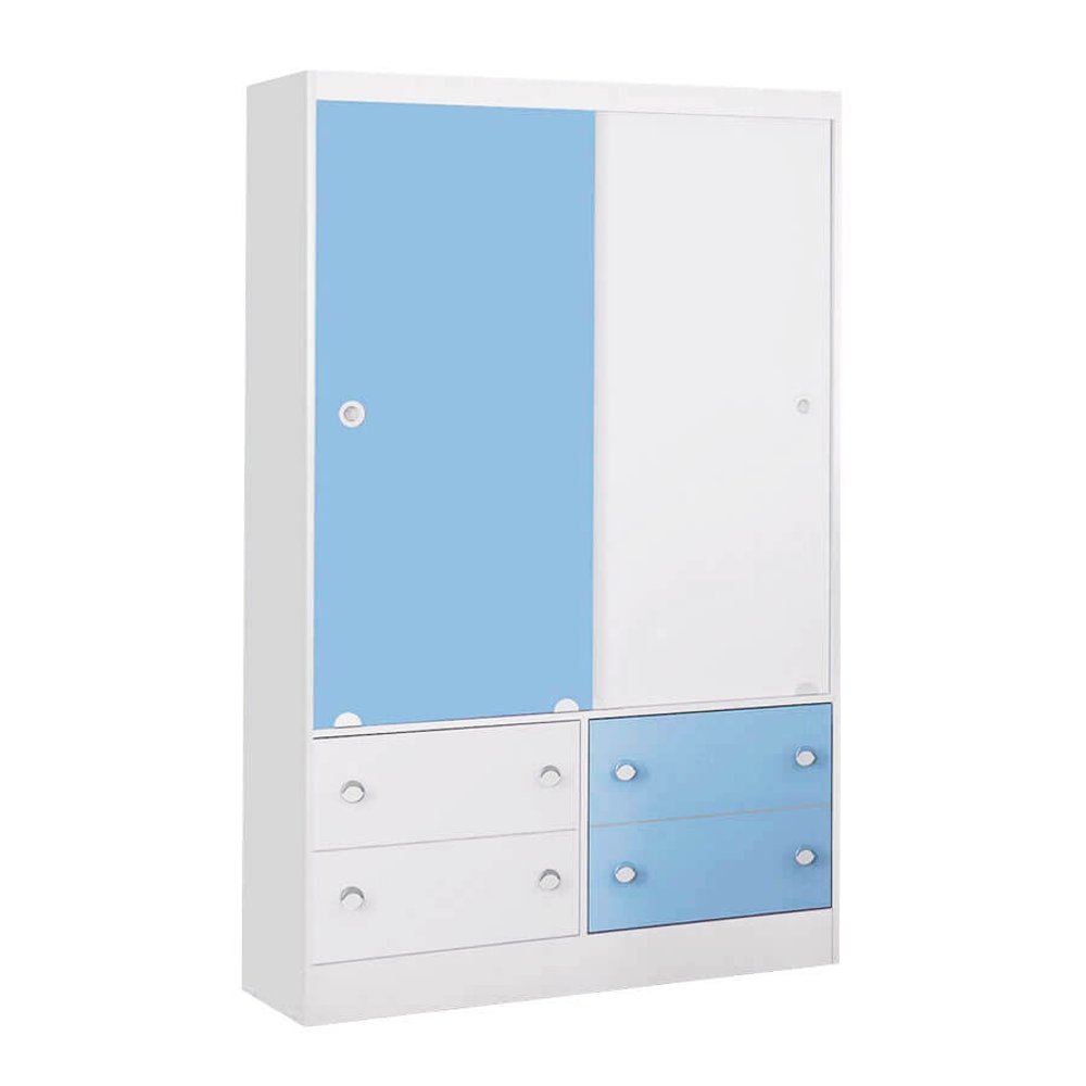 ROPERO 2 PUERTAS 131 QMOVI BLANCO AZUL