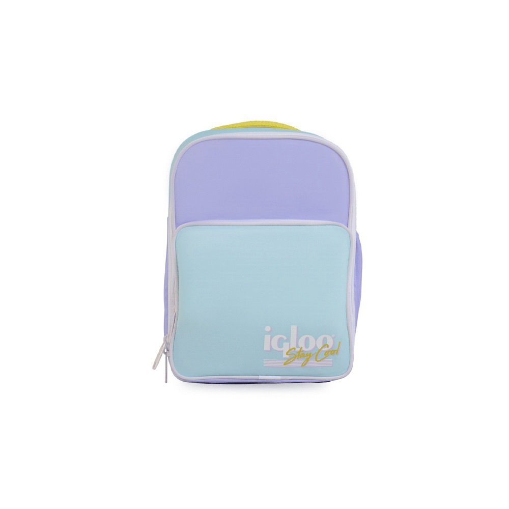 MOCHILA TERMICA IGLOO 12 LATAS RETRO LILA/AMARILLO 63074
