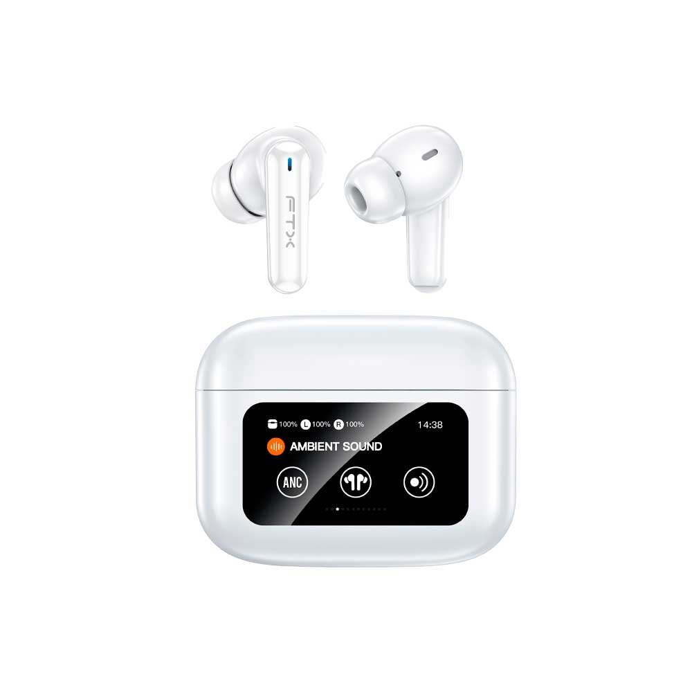 AURICULAR CON MICROFONO FTX E56L-WH BT/MIC/ANC/TOUCH/IPX6 BLANCO C/PANT LED
