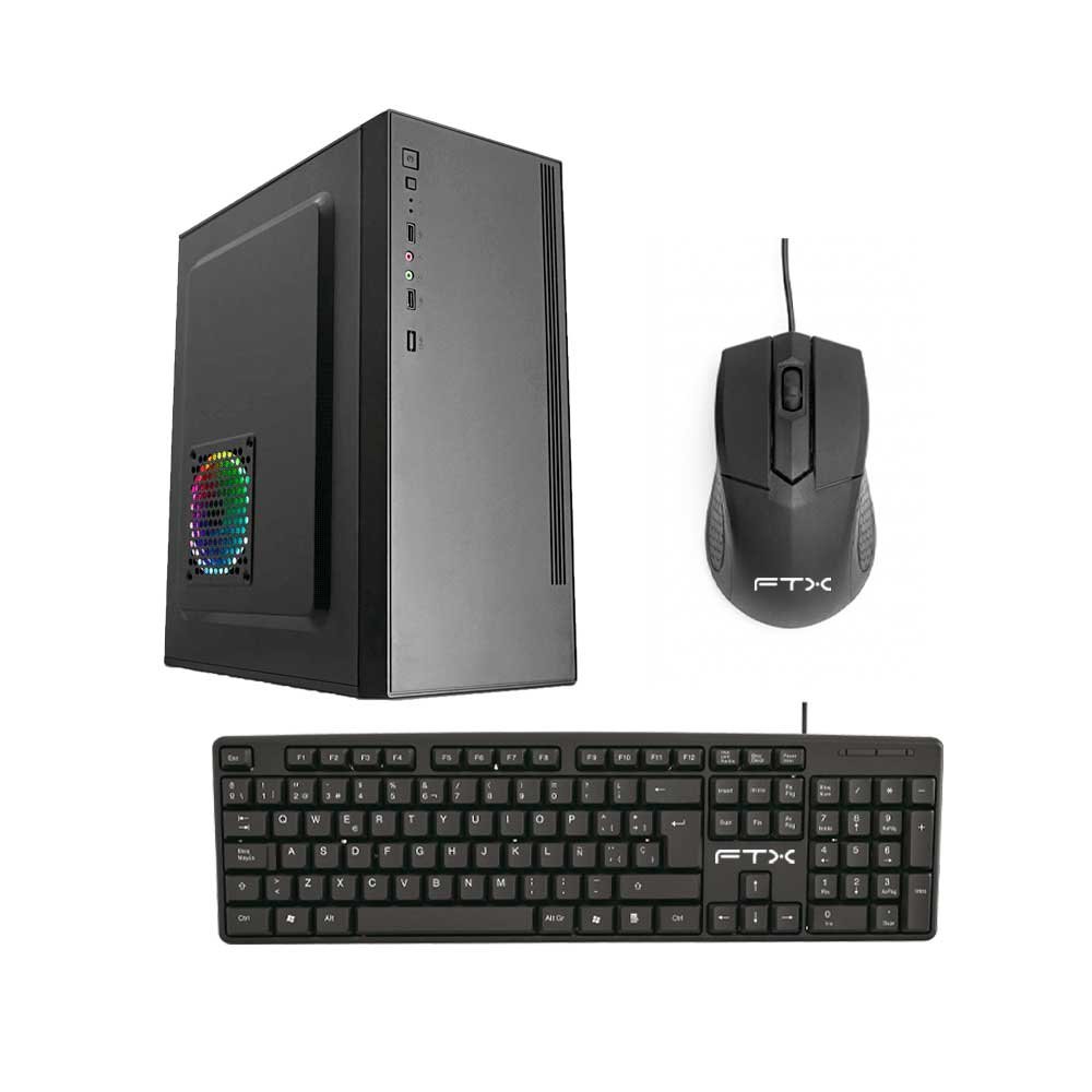 GABINETE KIT FTX PCC-5W3SK C/FUENTE 500W MOUSE+TECL/ESP ATX/MATX/ITX