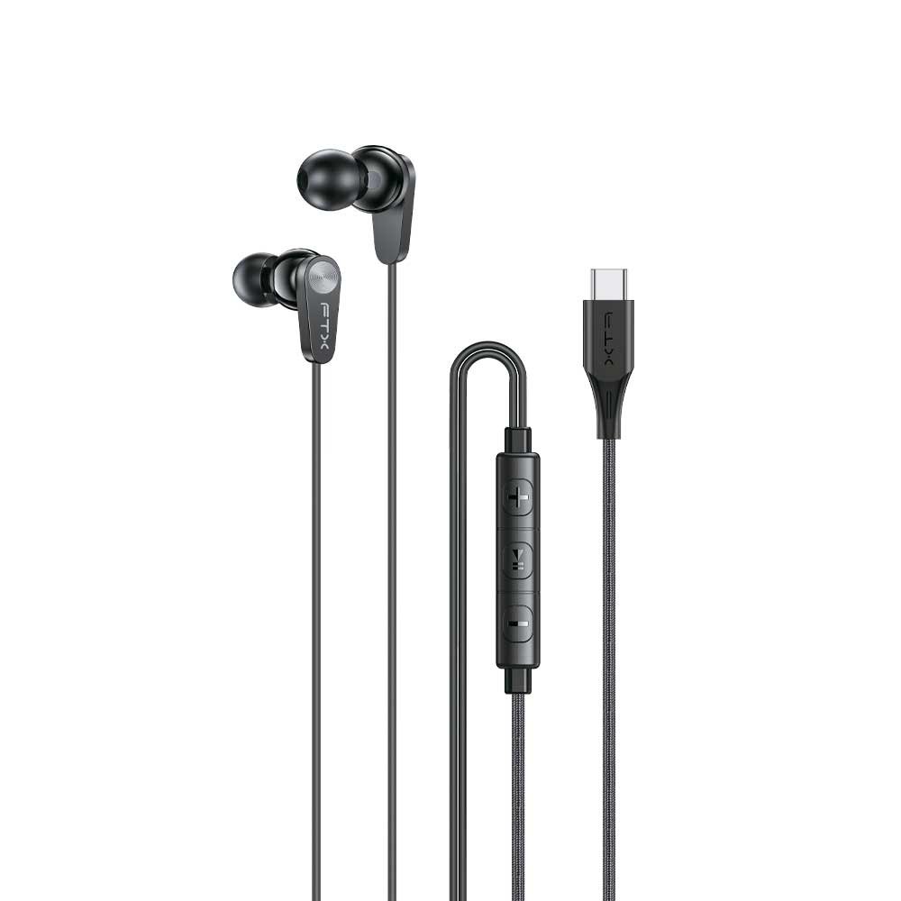 AURICULAR CON MICROFONO FTX E21C-BK USBC/ CABLE DE 1.2 METROS NEGRO
