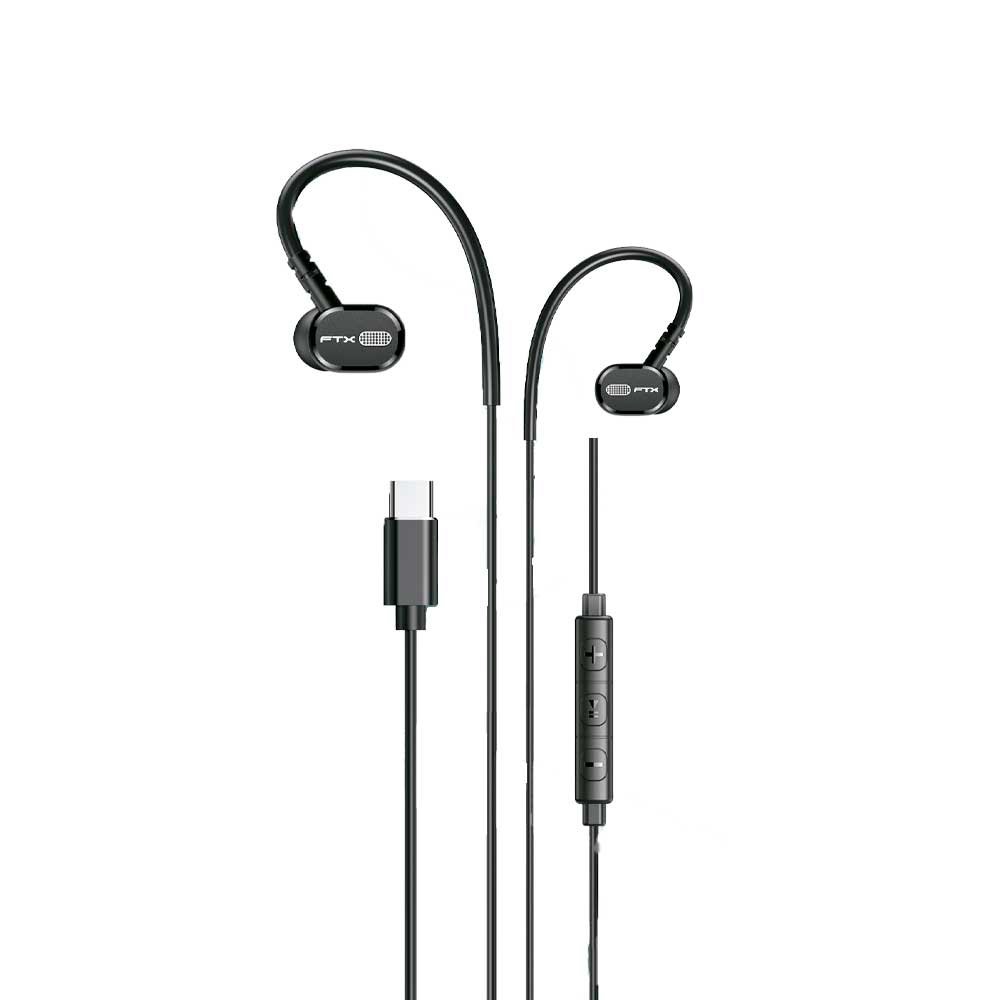 AURICULAR CON MICROFONO FTX E06C-BK USB-C/ CABLE DE 1.2 METROS NEGRO