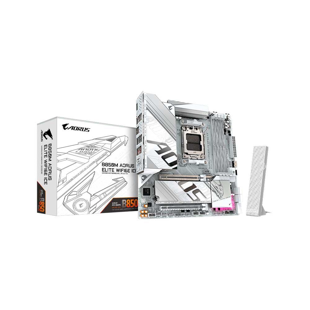 PLACA MADRE GIGABYTE AM5 B850M AORUS ELITE WIFI6E ICE DDR5 S/R/DP/2M2/USB/MATX