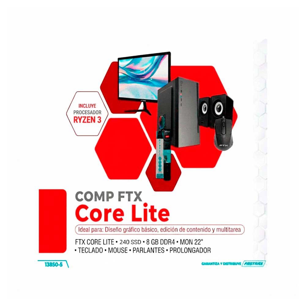COMPUTADORA FTX CORE LITE R3/240SSD/8G/MON 22"+TECLADO+MOUSE+SPK+FILTRO